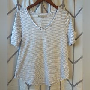 LOFT Striped Short Sleeve V-Neck Tee